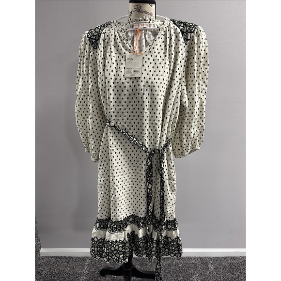 Knox Rose Dresses & Skirts - Women's 3/4 Sleeve‎ A- Line Dress - Knox Rose Cream Polka Dots Size - Medium